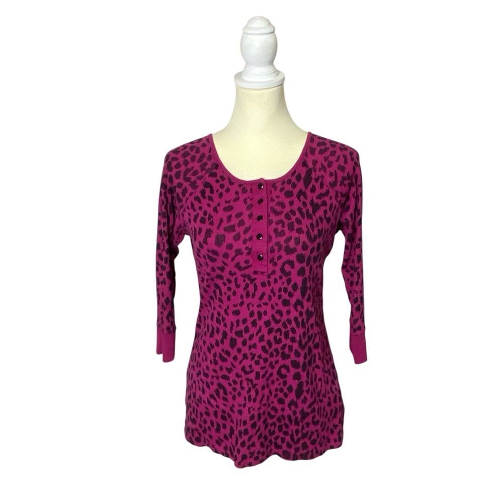Betsy Johnson Intimates Pink Animal Print Thermal P.J Top Women's Size Small